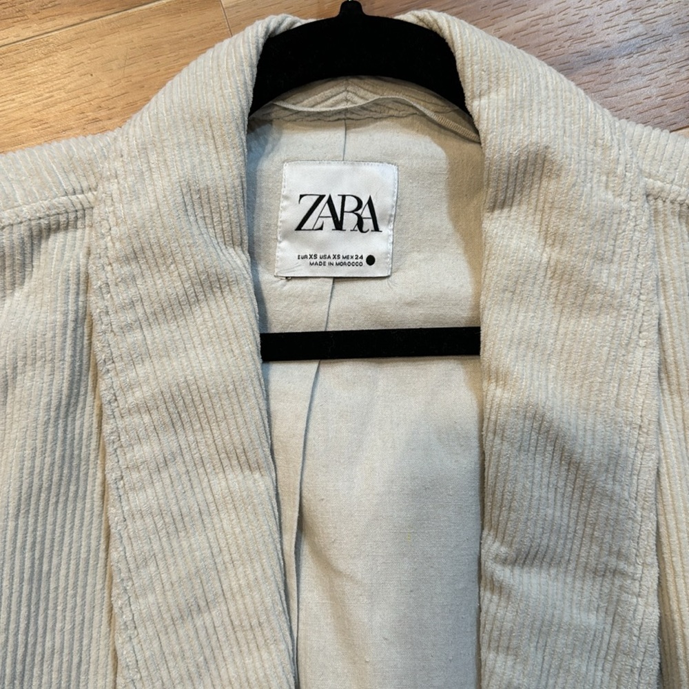 OVERSIZED CORDUROY BLAZER Ecru ZARA - Picture 6 of 7
